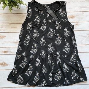 Lucky Brand Black & White Ruffle Tunic